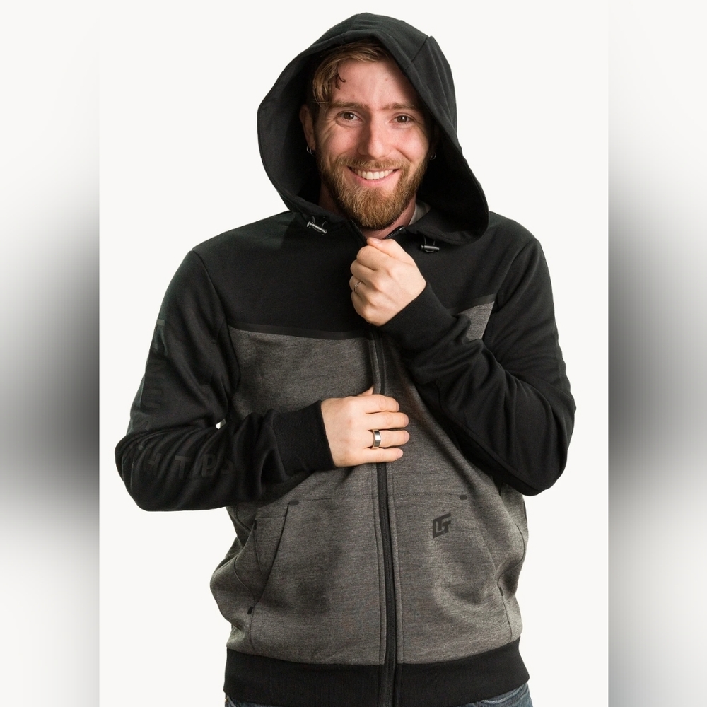 LINUS TECH TIPS Stealth Hoodie Pro XXXL 3XL gray black cellphone pocket tech